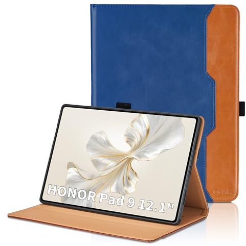 Custodia per HONOR Pad 9 Custodia 12,1 pollici 2024 in pelle PU 12,1 pollici HONOR Tablet 9 Smart Bussiness Cover con tasca e portapenne, cinturino da polso multi-angolo regolabile funzione di