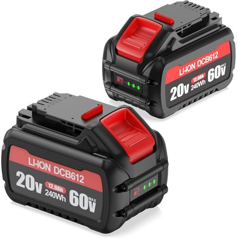 2X 12Ah Batteria di Ricambio per Dewalt Flexvolt 20V 60V 18V 54V Batterie Compatibile con DCB606 DCB609 DCB612 DCB546 DCB547 DCB548 DCB200 DCB201 DCB203 DCB204 DCB206 DCB207 DCB209 DCB182 DCB184