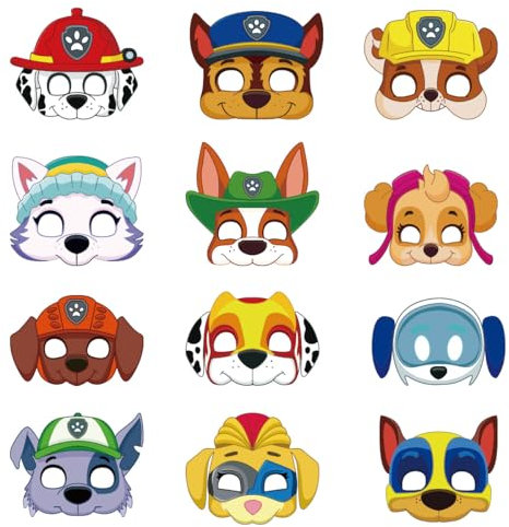 Sumokaii Dog Patrol Masks, Dog Party Masks Animal Masks for Kid's Party Paw Dog Birthday Party Favor Supplies