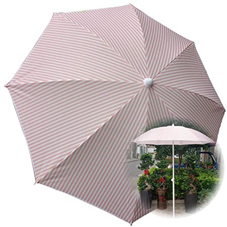 Vintage Rose und Weiß Gartenschirm, 140 cm, tragbarer Strandschirm, abnehmbarer Terrassenüberdachung mit Bommel, perfekte Hochzeitsdekoration für Partys im Freien