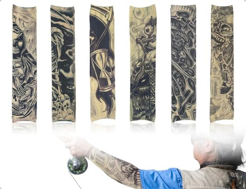 Emezddo 6 Stück Tattoo Ärmel Set,Gefälschte Sonnencreme Tätowierung Armstrumpf,verwendet für Männer Frauen Karneval Fasching Party Festliche Kostüme Bühnenauftritte