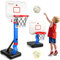 Herenear Canasta Baloncesto Infantil, Canasta de Baloncesto Interior Exterior con Soporte, Marcador Electrónico, 2 Pelotas, Altura Ajustable 77-140 cm, Mini Canasta Baloncesto para Niños 3 a 8 Años