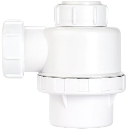 Universal Bottle Trap 40mm Adjustable Waste Trap for Basin or Sink Easy Fit Compression Inlet & Outlet Leak-Proof, Durable Plastic Construction for Kitchen & Bathroom Use