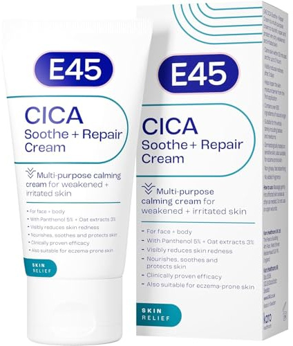 E45 Cica Soothe & Repair Cream for Dry & Sensitive Skin Fragrance Free 50ml | Fragrance free with Cica - Helps soothe, repair & protect the skin barrier for dry, sensitive skin