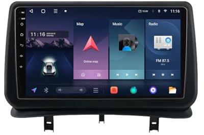 9 Touchscreen Android 15 Car Stereo Wireless CarPlay Android Auto, Per Renault Clio 3 CLIO 3 2005-2014 con BT GPS 4GWIFI FM RDS Radio Telecamera Posteriore Lettore multimediale (8+256G)
