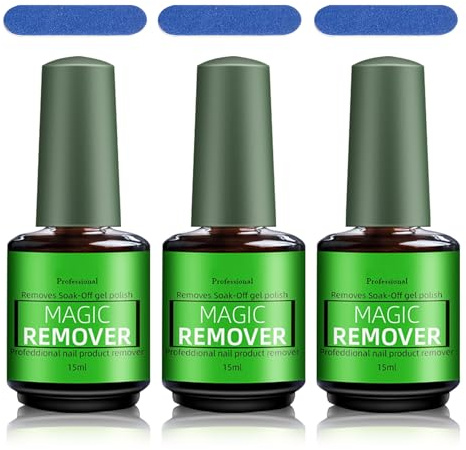 QIUFSSE 3PCS Gel Nail Remover,Professional Gel Remover (15ML) | Magic Remover, Quickly and Easily,Gentle,Wide Application