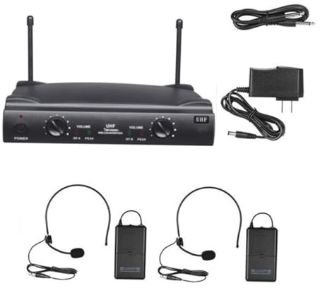 BESPORTBLE Uhf Dual Channels Kabelloses Mikrofon Set mit Bodypack Transmittern und Headset Mikrofonen Reichweite Professionelles Karaoke System für Gesang und Veranstaltungen