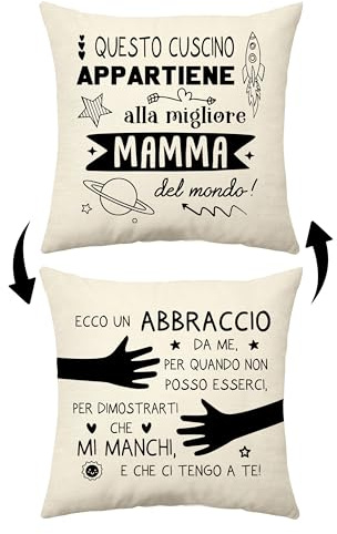 Aconesong Questo Cuscino Appartiene alla Migliore Mamma del Mondo Divertenti copricuscini per Madre Regalo di Festa della mamma Regali di compleanno Natale da Figlia Figlio (Mamma)