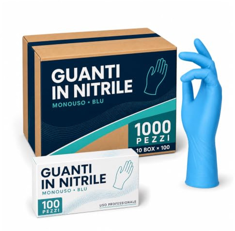 gef + medica 1000 Guanti Blu in Nitrile ULTRASOFT, Guanti Monouso Professionali, Senza Lattice e Polvere, Uso Medico, Alimentare, Industriale, Microruvidi, Resistenti e Confortevoli, Cartone Taglia M