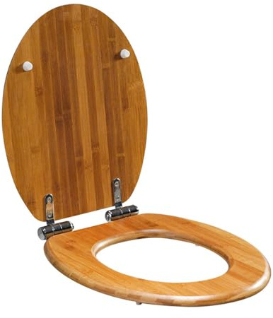 WC-Sitz aus Holz mit Edelstahlscharnier, ovalem Soft-Close-Mechanismus und EIN-klick-Schnellmontage, leicht zu reinigender Deckel, rutschfest, fest sitzend.