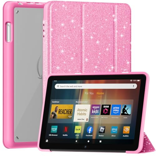 Mansiruyi 8in Smart Tablets Case for Adults, Not Fits Onn TCL 8 inch Tablets,Slim Light Trifold Stand Case with Auto Sleep/Wake -Bright Pink