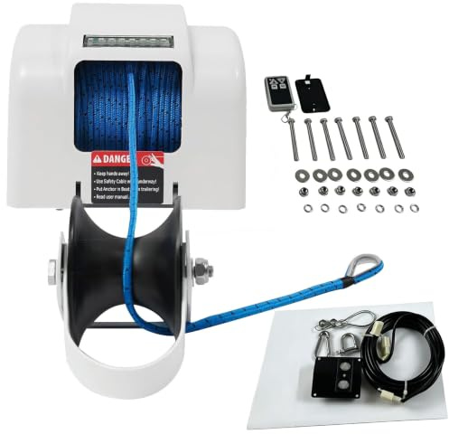 Treuil d'ancre électrique 12V, guindeau d'ancre Marine de 46 LB avec télécommande, Corde pré-enroulée de 100 Pieds pour Bateaux de pêche et pontons