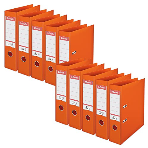 Esselte, A4 Lever Arch File, 75 mm Spine, 500 sheets Capacity, PP, Plastic Cover, No. 1 Mechanism, Files & Folders, Orange, Pack 10, 628542