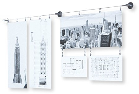 Soho Wandhalterung, Hängeregistratur-Ordner, Organizer, Display, Edelstahl, Drahtstange mit 48 Clips