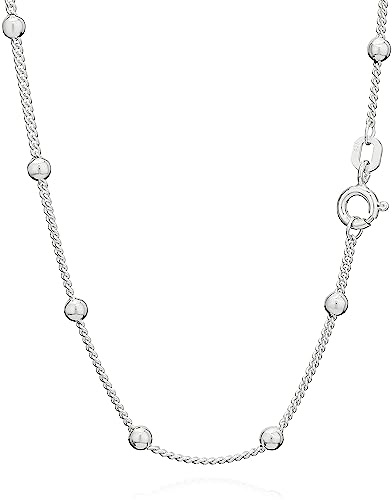 NKlaus runde Panzerkette mit Kugeln, 925er Sterlingsilber | Sterlingsilber-Kette als Collier, rund mit Kugeln