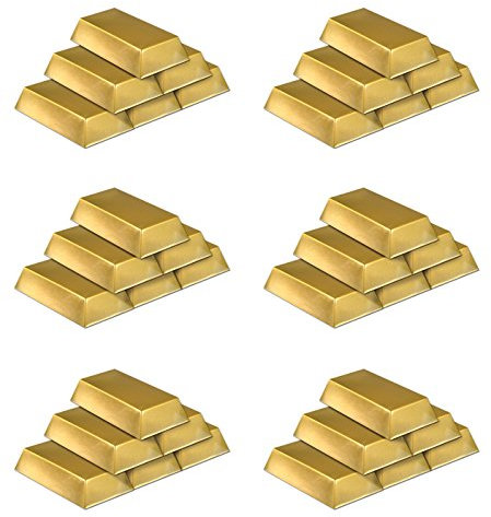 Beistle S57496AZ6 Goldbarren-Dekorationen aus Kunststoff, 36 Stück, gold