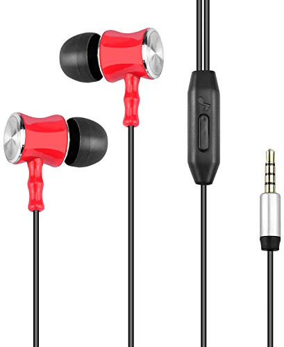 iN TECH Ear Headphones – 3.5mm Input Jack Aux Connection with Compact Design – Excellent for Active Lifestyle, DJs, Musicians, TV, Phones, Tablets, with Built Mic Supports Hands Free Calls