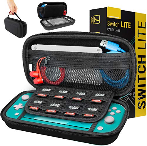 Orzly Tragetasche kompatibel mit Nintendo Switch Lite (2019) – Aufbewahrungstasche - Hartschalen Case/Hülle/Schutzhülle für die Verwendung mit der Nintendo Switch Lite Konsole & Accesoires - SCHWARZ