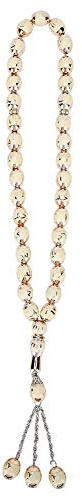 Gebetskette, 33 Perlen Gebetsperlen Muslimisches Tesbih Gebetskette Harz Mala kette Buddhistisches Stretcharmband Rosenkranz Anbetungsbedarf Zubehör 13.78in (Beige)