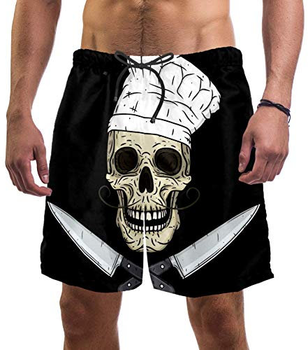 Eslifey Herren Strand-Shorts Chef Skull Messer, Badehose, elastischer Badeanzug Boardshorts für Herren Gr. XL, multi