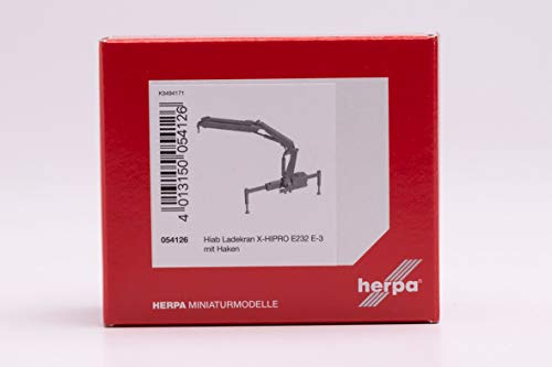 Herpa 054126 Hiab Ladekran X-HIPRO 232 E-3 mit Haken, rot in Miniatur zum Basteln Sammeln und als Geschenk