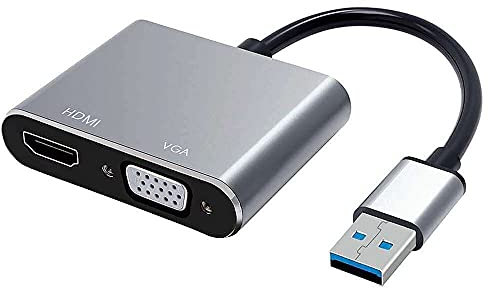 Heden - Adaptador USB 3.0 USB 3.0 Macho a HDMI F + VGA F HDMI 4k/30HZ, VGA 1920 x 1080P Gama Bolsita