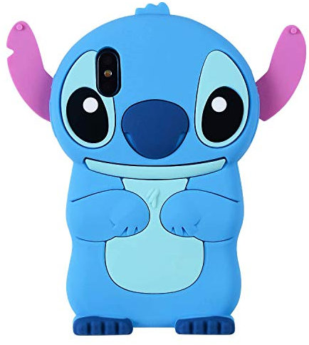 Qerrassa Blue Stit Classic Silicone Case for iPhone X/XS, Cute Animal Cartoon Cover Kids Girls Fun Soft Cases Cool Funny Design Fashion Stylish Kawaii Unique Case for iPhone X/XS