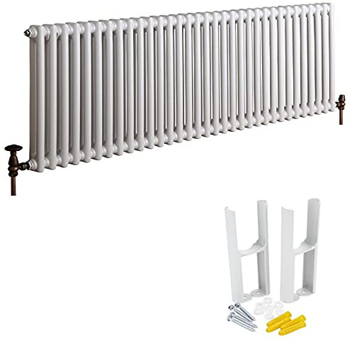 Milano Windsor White Cast Iron Style Horizontal Double Column Radiator Feet - 600mm x 1505mm