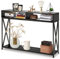 GIANTEX Mesa de Consola Industrial 3 Niveles, Mesa Estrecha Rectangular con 2 Cubos Abiertos y 1 Estante Inferior, Estructura de Metal, 120 x 23 x 79 cm, para Recibidor, Salón (Negro)