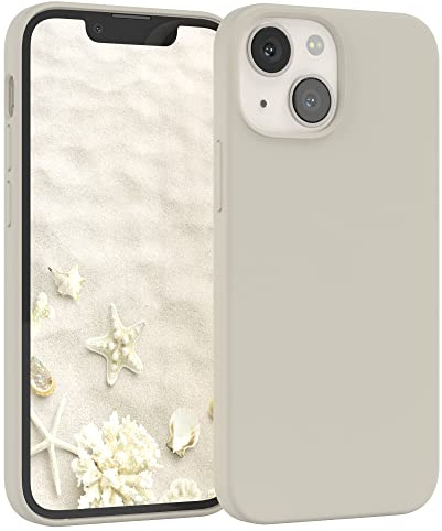 EAZY CASE Premium Silikon Handyhülle kompatibel mit iPhone 13 Mini Slimcover mit Kameraschutz und Innenfutter, Silikonhülle, Schutzhülle, Bumper, Handy Case, Hülle, Softcase, Taupe