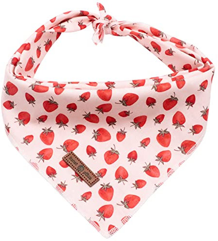 Lionet Paws Hunde Bandana Kopftücher Hundehalstuch Dreieckstuch für Kleine, Mittelgroße und Große Hunde Erdbeere