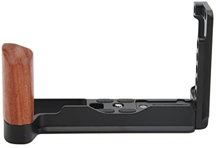 ASHATA L Bracket for Fuji X T3, L Plate for Fuji X-T3 Camera Quick Release Vertical L Bracket with Wooden Hand Grip, 1/4 3/8 Inch Screw Hole, for Arca Bayonet