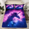 Lila Einhorn Spannbettlaken 90 x 200 für Kinder Jungen Mädchen Vergoldetes Galaxie Bettwäsche Set Sternenhimmel Nebel Bettlaken Farbverlauf Pferde Spannbettuch Modern Art Zimmer Dekor 2 Teiliges