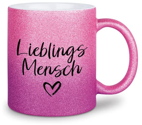 glitzertassen.de® | Lieblingsmensch | Tasse mit Glitzer | Geschenkidee | Geburtstag | Valentinstag | Kaffeetasse | Beste Freundin| Keramik | 330 ml | Roséviolett