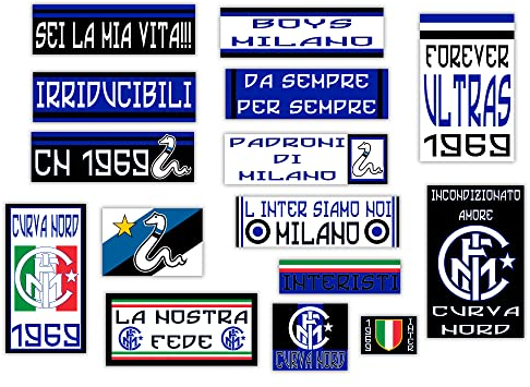 GamesMonkey® - Set mit 15 Aufklebern Ultras - International - Probe Fußball Scudetto - Vinyl glänzend HD - Made in Italy Wasserdicht Innenraum Auto Motocross Fahrradhelm Stoßstange