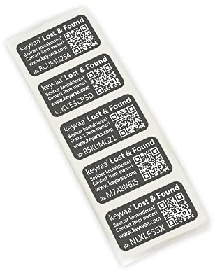 keywaa® QR-Code Folienetiketten inkl. Lost & Found Funktion (25,4 x 12,7 mm; schwarz; 15 Stück)