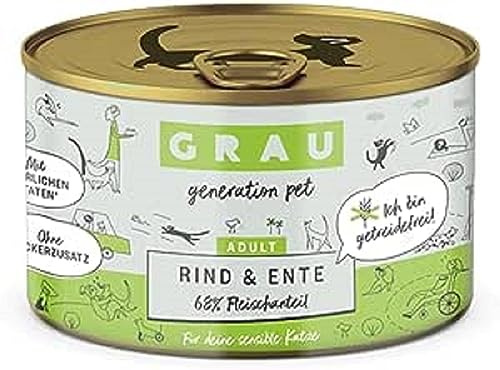 Grau – das Original – Nassfutter für Katzen - Rind & Ente, 1er Pack (1 x 200 g)
