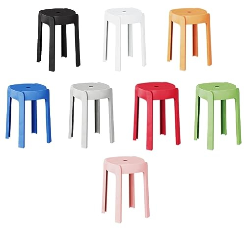 DRXRD Stapel Bunte Hocker Satz von 8, 46cm Hohe Hocker für Klassenzimmer, Kunststoff Backless Runde Stapelbar Hocker, Tragbare Barhocker, für Haus, Büro, Klassenzimmer