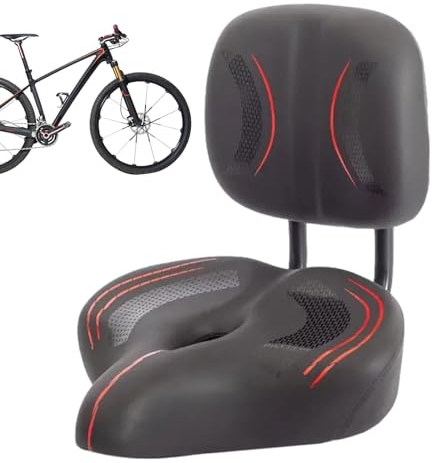 Visiblurry Fahrradsitz mit Rückenlehne | E-Bike-Beifahrersitz | Übergroßer Fahrradsattel mit Rückenlehne und stoßdämpfendem Memory-Schaum für Rennräder