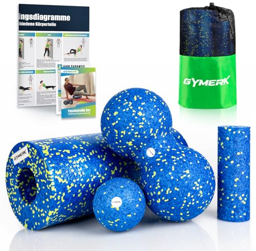 Gymerk Faszienroller Set mit Großer Duoball, Faszienball und faszienrolle klein, Faszien Set für Rücken Wirbelsäule Bein Dehnungen und Faszientraining, mit Training Posters
