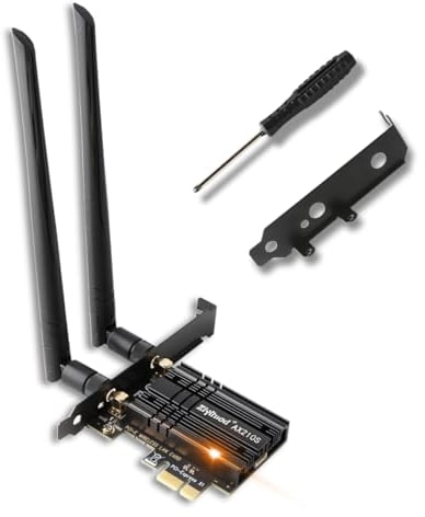 Scheda WiFi 6E Intel AX210 PCIe - 5400Mbps Tri-Banda 6G/5G/2.4G (160MHz), Bluetooth 5.3, PCIe Adattatore Wireless a Bassa Latenza con Bracket Low Profile per Gaming, Solo per Windows 11/10 (64 bit)