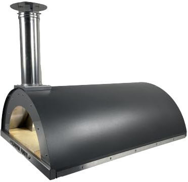 Forno A Legna Da Esterno, Per Pizza, Pane, Carne - Alfonso 6 Pizze, Nero Antracite, Camera Di Cottura Diretta In Acciaio Inox E Mattoni Refrattari Alimentari, Coibentato Con Skamotec
