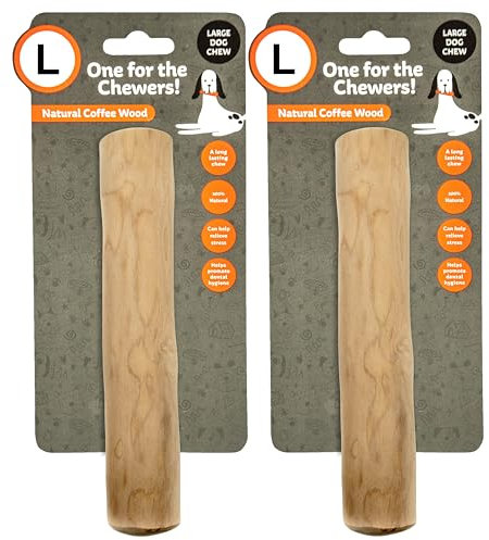 Petopedia 2x High Density COFFEE WOOD Dog Chew Toy NATURAL Tough Dog Toys Wood KNOTS Branch Chewing Stick Dog Toys Indestructible dog toys for Boredom Dog Stick Toy (Large (Pack of 2))