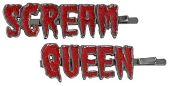 kreepsville 666 Scream Queen Hair Slides Red Glitter Enamel Gothic Accessories