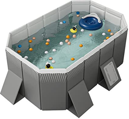 Piscina Plegable para niños y Adultos - Piscina portátil para baño para Mascotas - Piscina Infantil Exterior e Interior - Gris - 1,85 m