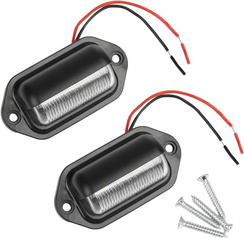 SunnyOcean LED Kennzeichenbeleuchtung 6 SMD LED Kennzeichenleuchte, Nummernschildleuchte für 12V/24V PKW, Anhänger, LKW, Wohnwagen - 2 Stück