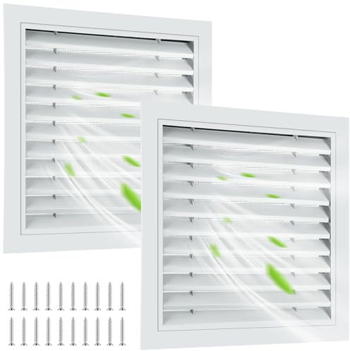 Gisafai 2 rejillas de ventilación de pared de aleación de aluminio de 18 x 18 pulgadas con rejilla de ventilación de aire de retorno con tornillos, para ventilación de puertas exteriores, pared y casa