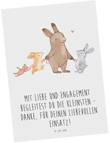 Mr. & Mrs. Panda Postkarte Liebevolle Erzieher - Geschenk, Begleitung, Postkarten, Kinder, Ansichtskarten, Geschenke, Bedanken, Dankeschön, Grußkarte, Danke sagen, Kunstkarten, Anerkennung, Geduld