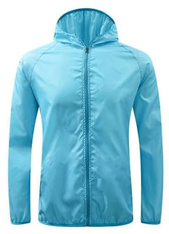 Keepink Veste de pluie légère et imperméable à capuche pour femme - Veste de course à pied légère et coupe-vent - Veste softshell pour le golf, le cyclisme, 067 Bleu ciel, M