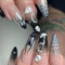 Caiguoer 24pcs Pointed Cobweb Halloween Fake Nails Ghost False Nails Dark Long Press on Nails for Women